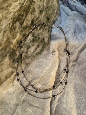 Multi-Strand Beaded Necklace in Black - Women Jewelry